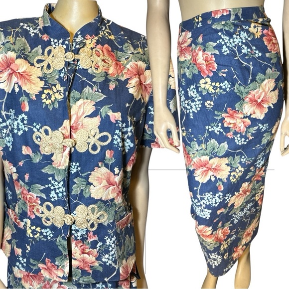Vintage 80’s Donna Morgan women’s , timeless floral 2 piece skirt suit size 12 - Picture 2 of 16